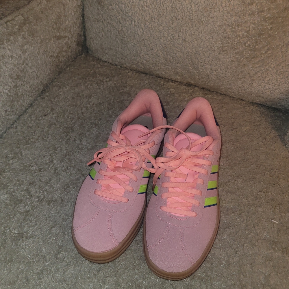 Adidas Women's Pink and Green Sneakers